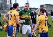 15 January 2017; Pa Kelly of Kerry in conversation with Cian Dillon and Podge Collins of Clare after the Co-Op Superstores Munster Senior Hurling League Round 2 match between Kerry and Clare at Austin Stack Park in Tralee, Co Kerry. Photo by Diarmuid Greene/Sportsfile