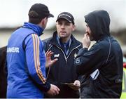 15 January 2017; Clare joint manager Gerry O'Connor in conversation with selectors Liam Cronin, left, and Donal Og Cusack, right, during the Co-Op Superstores Munster Senior Hurling League Round 2 match between Kerry and Clare at Austin Stack Park in Tralee, Co Kerry. Photo by Diarmuid Greene/Sportsfile