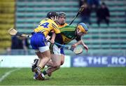 15 January 2017; Paudie O'Connor of Kerry in action against Cathal O'Connell and David Reidy of Clare during the Co-Op Superstores Munster Senior Hurling League Round 2 match between Kerry and Clare at Austin Stack Park in Tralee, Co Kerry. Photo by Diarmuid Greene/Sportsfile