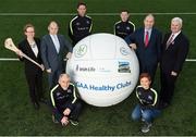 16 January 2017; Pictured at the GAA Healthy Clubs launch at Craobh Chiarain GAA Club, Parnell Park in Donnycarney, Dublin are, from left, Kate O'Flaherty, Director of Health & Wellbeing Programme, Department of Health Republic of Ireland, David Harney, CEO Irish Life, Tyrone manager Mickey Harte, Kilkenny hurler Michael Fennelly, Dublin footballer Philly McMahon, Dr. Aoife Lane, Chairperson of the Women's Gaelic Players Association and Head of Department of Sport and Health Science in Athlone Institute of Technology, Gerard Collins, Director of Population Health, Northern Ireland, and An Uachtarán Cumann Luthchleas Gael Aogán Ó Fearghail. The GAA launched the next stage of their pioneering project to transform Ireland's GAA clubs into ground-breaking healthy hubs. The launch intends to encourage more GAA clubs to get involved to support communities in pursuit of better physical, social and mental wellbeing. Photo by Cody Glenn/Sportsfile