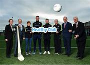 16 January 2017; Pictured at the GAA Healthy Clubs launch at Craobh Chiarain GAA Club, Parnell Park in Donnycarney, Dublin are, from left, Kate O'Flaherty, Director of Health & Wellbeing Programme, Department of Health Republic of Ireland, David Harney, CEO Irish Life, Dr. Aoife Lane, Chairperson of the Women's Gaelic Players Association and Head of Department of Sport and Health Science in Athlone Institute of Technology, Kilkenny hurler Michael Fennelly, Dublin footballer Philly McMahon, Tyrone manager Mickey Harte, Gerard Collins, Director of Population Health, Northern Ireland, and An Uachtarán Cumann Luthchleas Gael Aogán Ó Fearghail. The GAA launched the next stage of their pioneering project to transform Ireland's GAA clubs into ground-breaking healthy hubs. The launch intends to encourage more GAA clubs to get involved to support communities in pursuit of better physical, social and mental wellbeing. Photo by Cody Glenn/Sportsfile