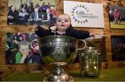 16 January 2017; Stephen Hanly, age 7 months, from Lucan, Co Dublin, pictured in the Sam Maguire Cup, at the GAA Healthy Clubs launch at Craobh Chiarain GAA Club, Parnell Park in Donnycarney, Dublin. The GAA launched the next stage of their pioneering project to transform Ireland's GAA clubs into ground-breaking healthy hubs. The launch intends to encourage more GAA clubs to get involved to support communities in pursuit of better physical, social and mental wellbeing. Photo by Cody Glenn/Sportsfile