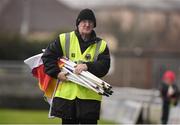 8 January 2017; Austin Stack park groundsman Michael Moran removes the flags from the pitch after the McGrath Cup Round 1 match between Kerry and Tipperary at Austin Stack Park in Tralee, Co. Kerry. Photo by Diarmuid Greene/Sportsfile