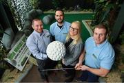 17 January 2017; At the announcement of the inaugural Irish Minigolf Open in Rainforest Adventure Golf, Dublin, is Leinster and Ireland rugby player Sean Cronin with, from left, Darren O'Toole, General Manager, Rainforest Adventure Golf, minigolfer Greg Keeley and Marjut Ellis, Make-A-Wish Foundation. This is Ireland’s first World Minigolf Federation event and it takes place across Saturday February 18th and Sunday February 19th, in Rainforest Adventure Golf. With two titles up for grabs; Irish Open Champion and Irish National Champion, Rainforest are encouraging players of all levels to compete, where they will then get the chance to cash in on a prize fund in excess of €3,500. Interested golfers are encouraged to register online via the Rainforest Adventure Golf Facebook page at www.facebook.com/RainforestAdventureGolf/. Rainforest Adventure Golf are subsidising 50% off the fee for local players to encourage participation. The competition is open to both males and females aged 16 years or older. Rainforest Adventure Golf, Dundrum, Co Dublin. Photo by Brendan Moran/Sportsfile