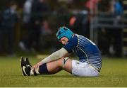 17 January 2017; Dillon Cotter of St. Clement's College reacts after defeat to Glenstal Abbey in the Clayton Hotels Munster Schools Senior Cup 1st Round match between Glenstal Abbey and St. Clement's College at the University of Limerick in Limerick. Photo by Diarmuid Greene/Sportsfile
