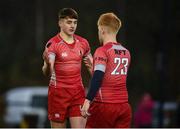 17 January 2017; Glenstal Abbey players Caolan Dooley and Declan Floyd exchange a handshake after the Clayton Hotels Munster Schools Senior Cup 1st Round match between Glenstal Abbey and St. Clement's College at the University of Limerick in Limerick. Photo by Diarmuid Greene/Sportsfile