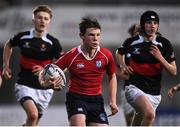 17 January 2017; Benjamin White of CUS on his way to scoring his side's second try during the Bank of Ireland Fr Godfrey Cup Round 2 match between CUS and The High School at Donnybrook Stadium in Donnybrook, Dublin. Photo by Cody Glenn/Sportsfile
