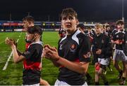 17 January 2017; Jack Farrelly of The High School and team-mates acknowledge their supporters following the Bank of Ireland Fr Godfrey Cup Round 2 match between CUS and The High School at Donnybrook Stadium in Donnybrook, Dublin. Photo by Cody Glenn/Sportsfile