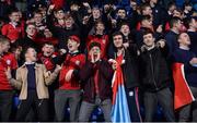 17 January 2017; CUS supporters during the Bank of Ireland Fr Godfrey Cup Round 2 match between CUS and The High School at Donnybrook Stadium in Donnybrook, Dublin. Photo by Cody Glenn/Sportsfile