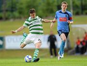 10 June 2011; Ronan Finn, Shamrock Rovers, in action against Paul Corry, UCD. Airtricity League Premier Division, UCD v Shamrock Rovers, Belfield Bowl, UCD, Dublin. Picture credit: Matt Browne / SPORTSFILE