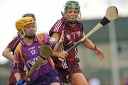 11 June 2011; Lenny Holohan, Wexford, in action against Heather Cooney, Galway. All-Ireland Senior Camogie Championship, Round One, Wexford v Galway, Bellefield, Enniscorthy, Co. Wexford. Picture credit: Barry Cregg / SPORTSFILE