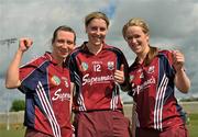11 June 2011; Galway players, from left, Orla Kilkenny, Brenda Hanney and Lorraine Ryan celebrate  after the game. All-Ireland Senior Camogie Championship, Round One, Wexford v Galway, Bellefield, Enniscorthy, Co. Wexford. Picture credit: Barry Cregg / SPORTSFILE
