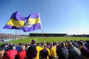 11 June 2011; Wexford supporter Patrick Beary, from Wexford Town, waves his flag at the star of the Westmeath game. Leinster GAA Football Senior Championship Quarter-Final, Wexford v Westmeath, Wexford Park, Wexford. Picture credit: Matt Browne / SPORTSFILE