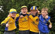 12 June 2011; Young Roscommon supporters, from left, Diarmuid Harrington, aged 6, Eoin Harrington, aged 8, Michael Staunton, aged 8, and Cormac Regan, aged 9, all from Oran, Co. Roscommon before the game. Connacht GAA Football Senior Championship Semi-Final, Leitrim v Roscommon, Páirc Seán Mac Diarmada, Carrick-on-Shannon, Co. Leitrim. Picture credit: Barry Cregg / SPORTSFILE