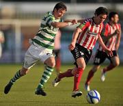 13 June 2011; Ronan Finn, Shamrock Rovers, in action against Gareth McGlynn, Derry City. Airtricity League Premier Division, Shamrock Rovers v Derry City, Tallaght Stadium, Tallaght, Co. Dublin. Picture credit: David Maher / SPORTSFILE