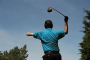 14 June 2011; Michael Crowston, England, watches his drive from the 11th tee during the 2nd Qualifying Round ahead of the 74th World Open One Armed Championships. Co. Meath Golf Club, Newtownmoynagh, Trim, Co. Meath. Picture credit: Pat Murphy / SPORTSFILE