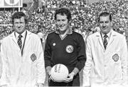 16 September 1979; Referee Hugh Duggan before the start of the GAA Football All-Ireland Senior Championship Final between Dublin and Kerry at Croke Park in Dublin. Picture credit: Connolly Collection / SPORTSFILE