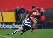 18 January 2017; Eóin Monohan of Christian Brothers College is tackled by Mark Edwards of Crescent College Comp during the Clayton Hotels Munster Schools Senior Cup 1st Round match between Christian Brothers College and Crescent College Comp at Irish Independent Park in Cork. Photo by Eóin Noonan/Sportsfile