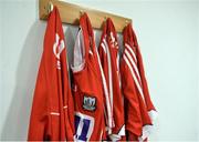 18 January 2017; A general view of Cork jerseys hanging in the dressing room before the Co-Op Superstores Munster Senior Hurling League Round 3 match between Cork and Waterford at Mallow GAA Grounds in Mallow, Co Cork. Photo by Eóin Noonan/Sportsfile