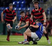 18 January 2017; Evan Stephenson of Kilkenny College is tackled by Robert Shaw of Wilsons Hospital during the Bank of Ireland Vinnie Murray Cup Round 2 match between Kilkenny College and Wilsons Hospital at Donnybrook Stadium in Donnybrook, Dublin. Photo by Cody Glenn/Sportsfile