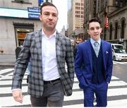18 January 2017; Irish olympian Michael Conlan, right, and manager Matthew Macklin walk to the Garden for the press conference announcing Conlan's professional debut. Conlan's pro debut, which will be as a junior featherweight, is set for Friday, March 17, 2017 -- St. Patrick's Day -- at the The Theater at Madison Square Garden in New York City.  Photo by Ed Mulholland/Top Rank via Sportsfile