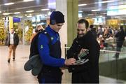 19 January 2017; Jonathan Sexton of Leinster on their arrival in Toulouse Airport prior to their European Rugby Champions Cup Pool 4 Round 6 match against Castres Olympique on Friday. Photo by Stephen McCarthy/Sportsfile