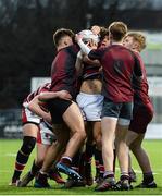 19 January 2017; Alex Barlow-Ladias of Wesley College is held up by Gormanston College players during the Bank of Ireland Vinnie Murray Cup Round 2 match between Wesley College and Gormanston College at Donnybrook Stadium in Dublin. Photo by Piaras Ó Mídheach/Sportsfile