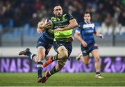 20 January 2017; Jack Conan of Leinster is tackled by Antoine Dupont of Castres during the European Rugby Champions Cup Pool 4 Round 6 match between Castres and Leinster at Stade Pierre Antoine in Castres, France. Photo by Stephen McCarthy/Sportsfile