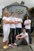 15 June 2011; The Olympic Council of Ireland has selected a strong squad to represent Ireland in five sports at next month's 11th European Youth Olympics Festival being held in Trabzon, Turkey. Over 2,000 of the best young athletes in Europe will compete in this key multi-sport event on the Black Sea – an important competition in the development of young athletes for future Olympic participation. In attendance at the announcemnet are, from left, Sarah Lavin, 100m hurdles, athletics, Brendan Givens, 1500m freestyle, swimming, Marcus Lawler, 200m, athletics, Brian O'Sullivan, 100m backstroke and 50m freestyle, swimming, and Sean O'Brien, 200m Individual medley, swimming. European Youth Olympics Festival Team Announcement, The Olympic Council of Ireland, Olympic House, Howth, Co. Dublin. Picture credit: Pat Murphy / SPORTSFILE