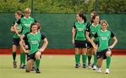 15 June 2011; Ireland players, Michelle Harvey, left, and Nicci Daly lead the way during squad training ahead of the ESB Electric Ireland FIH Champions Challenge I. The event which involves eight nations is taking place at UCD from Saturday the 18th to Sunday the 26th of June. The event which involves eight nations is taking place at UCD from Saturday the 18th to Sunday the 26th of June.  The ESB Electric Ireland FIH Champions Challenge I is for women’s hockey and is for teams ranked 9 to 16 in the world.  Countries competing in the event are Ireland, Spain, India, Azerbaijan, Japan, USA, South Africa and Scotland. ESB Electric Ireland FIH Women's Champion Challenge I Media Day, Irish Hockey Association Offices, Newstead C Building, UCD, Belfield, Dublin. Picture credit: Brendan Moran / SPORTSFILE