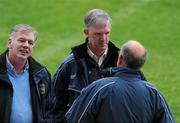 15 June 2011; Offaly county board chairman Pat Teehan, right, with Padraig Boland, left, and county board secretary Tony Murphy on the pitch at O'Moore Park. Walsh Cup Shield Final, Carlow v Offaly, O'Moore Park, Portlaoise, Co. Laois. Picture credit: Matt Browne / SPORTSFILE