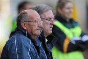 15 June 2011; Offaly county board secretary Tony Murphy and chairman Pat Teehan watch Offaly in action against Carlow. Walsh Cup Shield Final, Carlow v Offaly, O'Moore Park, Portlaoise, Co. Laois. Picture credit: Matt Browne / SPORTSFILE