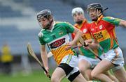 15 June 2011; James Mulrooney, Offaly, in action against Eddie Coady, Carlow. Walsh Cup Shield Final, Carlow v Offaly, O'Moore Park, Portlaoise, Co. Laois. Picture credit: Matt Browne / SPORTSFILE