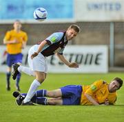 17 June 2011; Derek Doyle, St Patrick's Athletic, in action against Mark Nolan, Drogheda United. Airtricity League Premier Division, Drogheda United v St Patrick's Athletic, Hunky Dory Park, Drogheda, Co. Louth. Picture credit: David Maher / SPORTSFILE