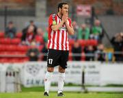 17 June 2011; Eamon Zayed, Derry City, reacts after missing a goal chance. Airtricity League Premier Division, Derry City v Bohemians, Brandywell, Derry. Picture credit: Oliver McVeigh / SPORTSFILE