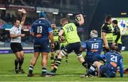 20 January 2017; Dan Leavy of Leinster celebrates after scoring his side's third try during the European Rugby Champions Cup Pool 4 Round 6 match between Castres and Leinster at Stade Pierre Antoine in Castres, France. Photo by Stephen McCarthy/Sportsfile