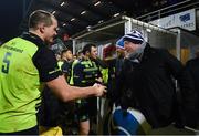 20 January 2017; Grenoble head coach and former Leinster player Bernard Jackman with Devin Toner of Leinster following the European Rugby Champions Cup Pool 4 Round 6 match between Castres and Leinster at Stade Pierre Antoine in Castres, France. Photo by Stephen McCarthy/Sportsfile