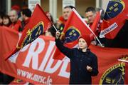 21 January 2017; Munster supporter Aaron O'Kelly, aged 8, from Abbeyfeale, lines up outside the stadium to greet both teams as they arrive ahead of the European Rugby Champions Cup Pool 1 Round 6 match between Munster and Racing 92 at Thomond Park in Limerick. Photo by Diarmuid Greene/Sportsfile