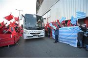 21 January 2017; The Racing 92 team bus is welcomed by Munster and Racing 92 fans ahead of the European Rugby Champions Cup Pool 1 Round 6 match between Munster and Racing 92 at Thomond Park in Limerick. Photo by Diarmuid Greene/Sportsfile