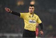 21 January 2017; Referee Marius Mitrea during the European Rugby Champions Cup Pool 1 Round 6 match between Munster and Racing 92 at Thomond Park in Limerick. Photo by Diarmuid Greene/Sportsfile