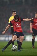 21 January 2017; Tyler Bleyendaal of Munster kicks a penalty during the European Rugby Champions Cup Pool 1 Round 6 match between Munster and Racing 92 at Thomond Park in Limerick. Photo by Diarmuid Greene/Sportsfile