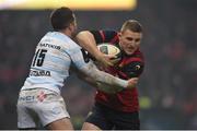 21 January 2017; Andrew Conway of Munster is tackled by Brice Dulin of Racing 92 during the European Rugby Champions Cup Pool 1 Round 6 match between Munster and Racing 92 at Thomond Park in Limerick. Photo by Diarmuid Greene/Sportsfile