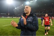 21 January 2017; Simon Zebo of Munster applauds supporters after the European Rugby Champions Cup Pool 1 Round 6 match between Munster and Racing 92 at Thomond Park in Limerick. Photo by Diarmuid Greene/Sportsfile