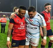 21 January 2017; Francis Saili, left, of Munster and Ben Tameifuna of Racing 92 after the European Rugby Champions Cup Pool 1 Round 6 match between Munster and Racing 92 at Thomond Park in Limerick. Photo by Brendan Moran/Sportsfile