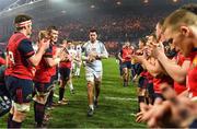 21 January 2017; The Munster team applaud Manuel Carizza of Racing 92 and his team-mates from the pitch after the European Rugby Champions Cup Pool 1 Round 6 match between Munster and Racing 92 at Thomond Park in Limerick. Photo by Brendan Moran/Sportsfile