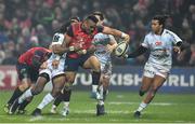 21 January 2017; Francis Saili of Munster is tackled by Teddy Thomas of Racing 92 during the European Rugby Champions Cup Pool 1 Round 6 match between Munster and Racing 92 at Thomond Park in Limerick. Photo by Brendan Moran/Sportsfile