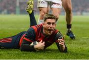 21 January 2017; Ian Keatley of Munster scores his side's third try during the European Rugby Champions Cup Pool 1 Round 6 match between Munster and Racing 92 at Thomond Park in Limerick. Photo by Diarmuid Greene/Sportsfile