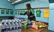 22 January 2017; Team assistant Cliona Beggan organising the Fermanagh changing room ahead of the Bank of Ireland Dr. McKenna Cup semi-final match between Tyrone and Fermanagh at St Tiernach's Park in Clones, Co. Monaghan. Photo by Oliver McVeigh/Sportsfile