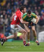 22 January 2017; Cian O'Brien of Meath in action against Ronan Carroll of Louth during the Bord na Mona O'Byrne Cup semi-final match between Meath and Louth at Páirc Táilteann in Navan, Co. Meath. Photo by David Fitzgerald/Sportsfile