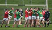 22 January 2017; Players from both sides tussle during the Bord na Mona O'Byrne Cup semi-final match between Meath and Louth at Páirc Táilteann in Navan, Co. Meath. Photo by David Fitzgerald/Sportsfile